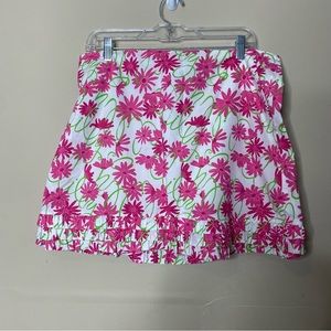 Lilly Pulitzer pink and green skirt with ruffle hem